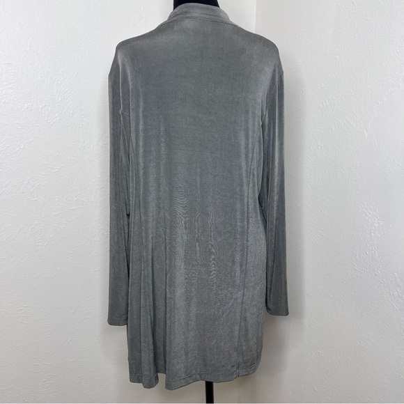 CHICOS TRAVELERS COLLECTION WOMENS SPARKLY DARK GRAY OPEN FRONT CARDIGAN Sz 2 - Picture 4 of 12